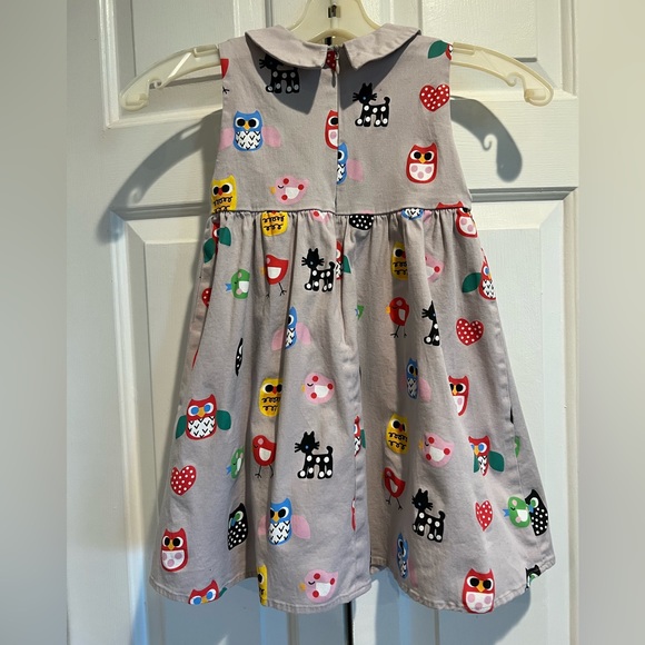 Gray Casual 🦉 Dress, Zips in Back -Covered w Owls, Cats & Birds & Little Collar - Picture 8 of 8